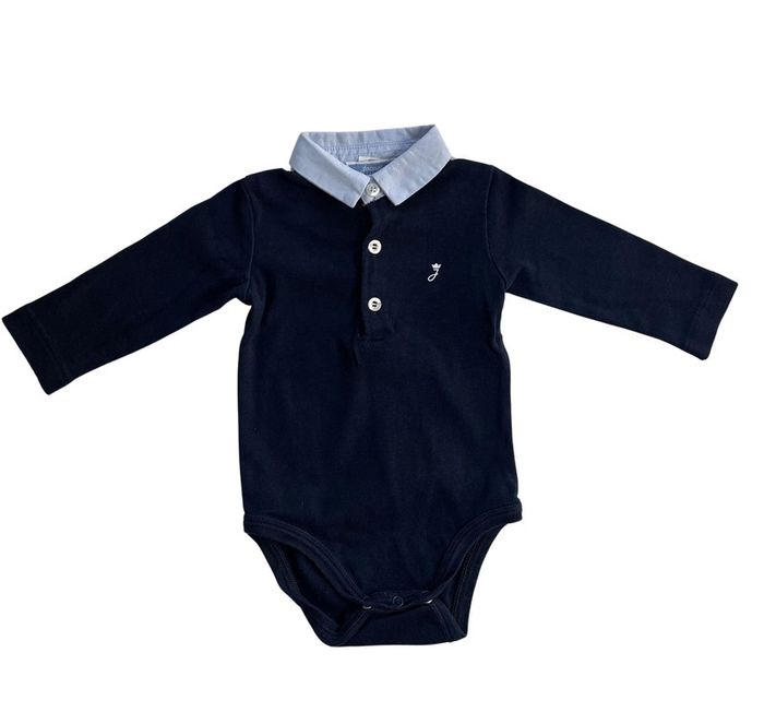 Ensemble body/polo bleu marine et jean doublé bleu marine Jacadi 6 mois (67 cm)
