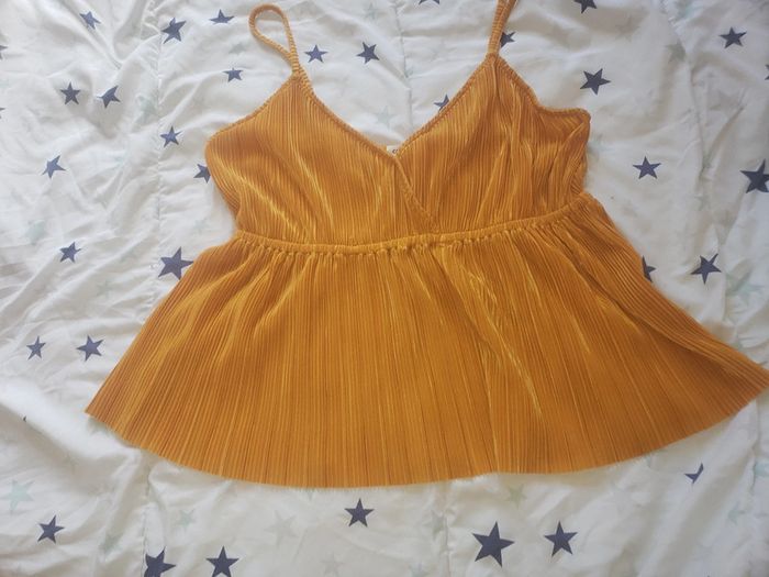 Top femme jaune plissé taille 40