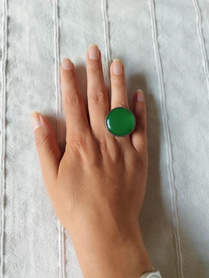 bague ajustable en acier inoxydable argenté