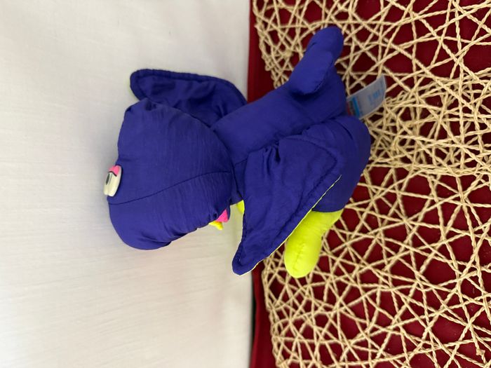 Dinosaure ptérodactyle Puffalump Dino Roar vintage 1992 violet néon vert citron et rose par Fisher-P - photo numéro 2