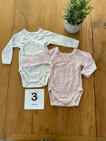 Lot de 2 bodies manches longues petit bateau 3mois