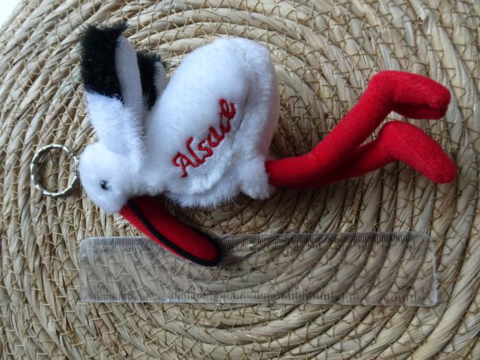 Porte-clés peluche cigogne