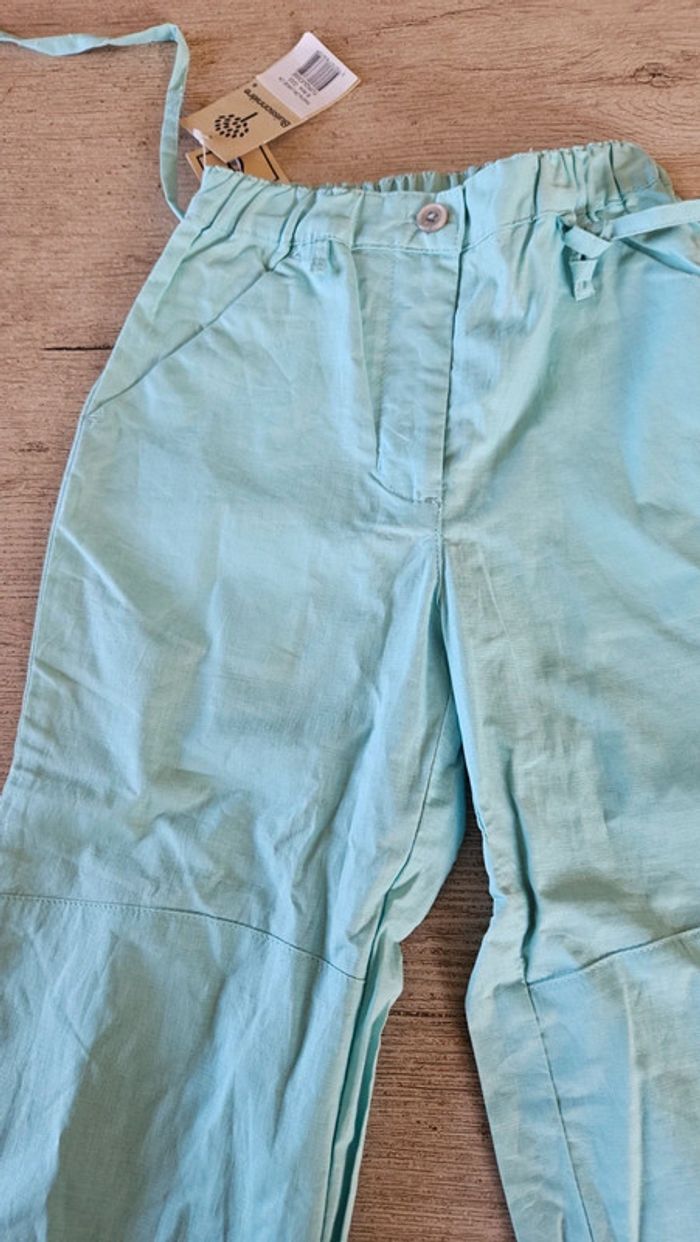 Pantalon large en lin/coton, turquoise, Buissonnière, 6 ans, neuf - photo numéro 5