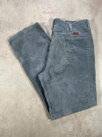 Pantalon Vintage En Velours Côtelé / Corduroy rustler bleu gris corduroy droit taille