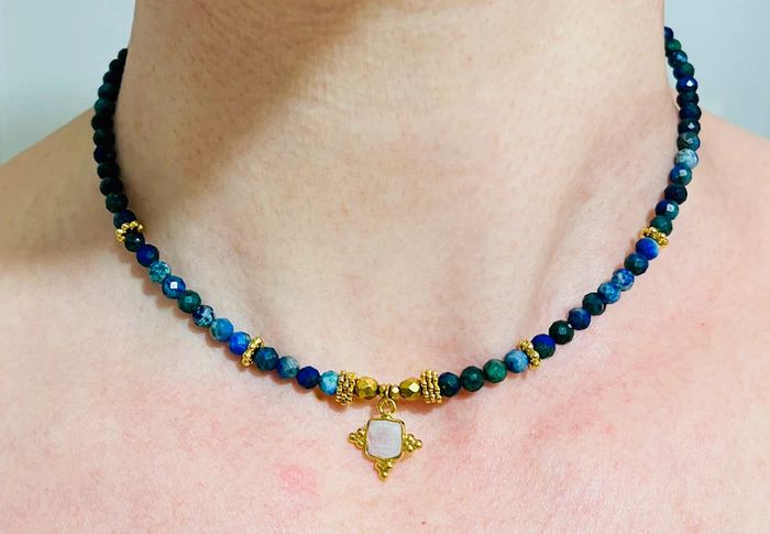 Collier Chrysocolle et Pierre de Lune - photo numéro 7