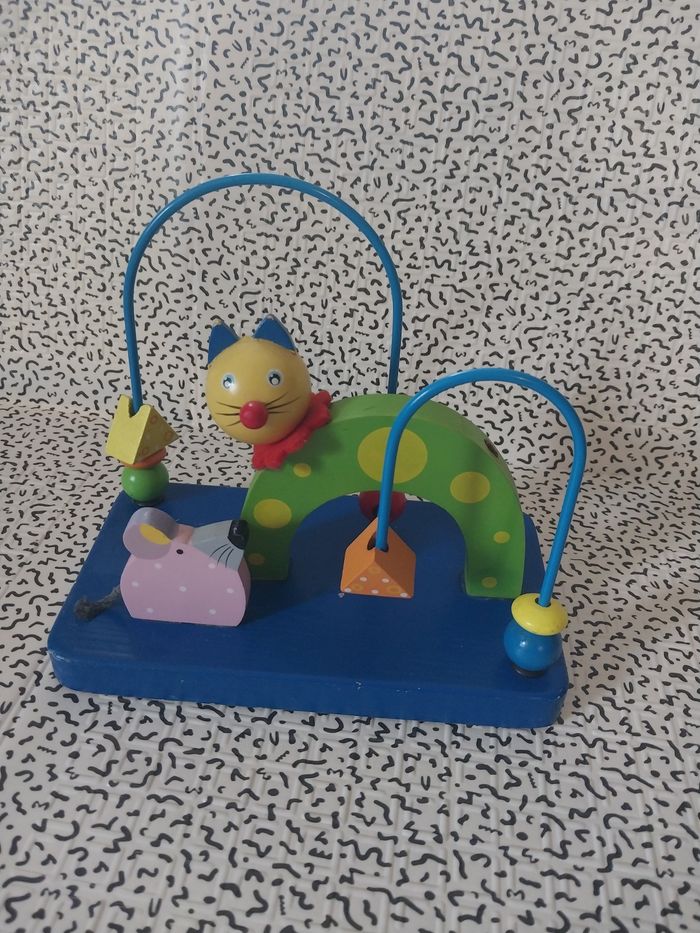 Jouet d’éveil en bois – Chat & souris