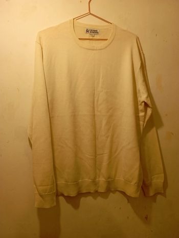 Pull homme en laine fine crème