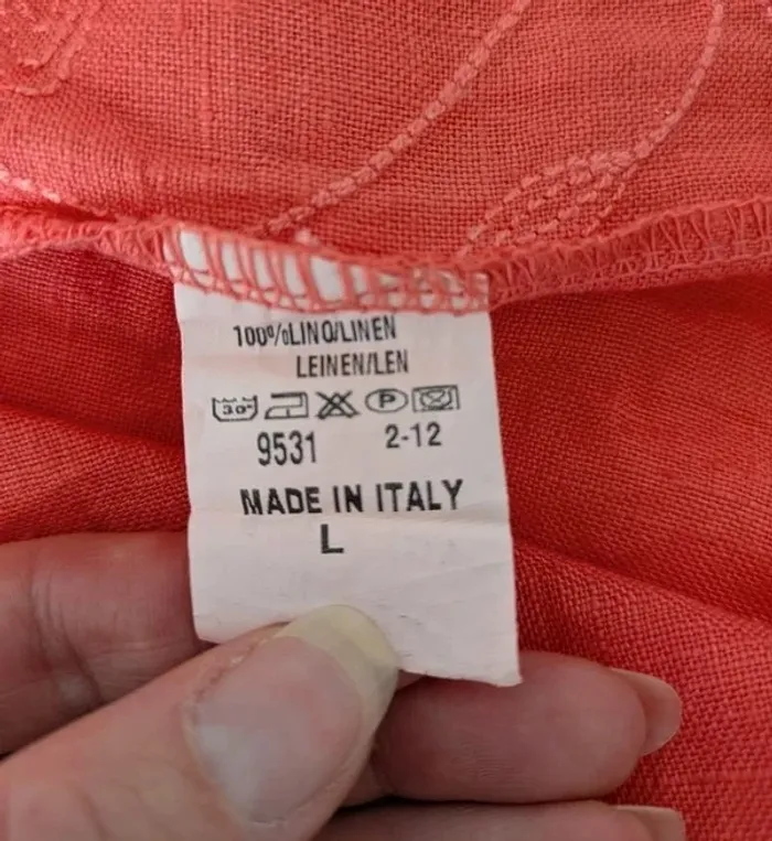 Robe d'été brodé 100% lin corail - Miss Culture Sud - taille L - photo numéro 5