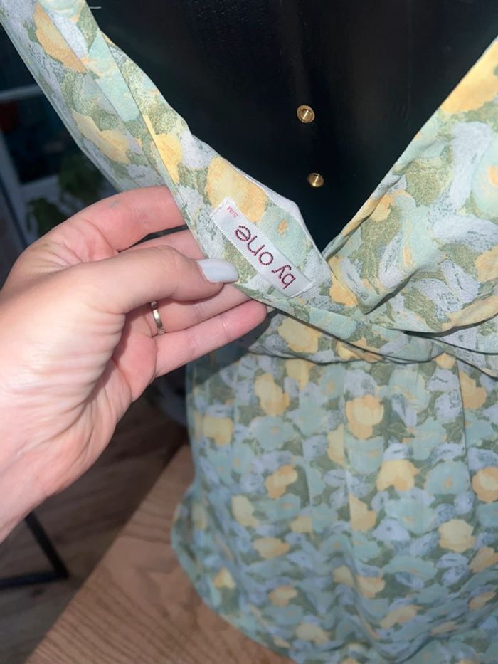 Robe taille S M 36 38 été dos nu verte à fleurs femme by one neuf - photo numéro 3