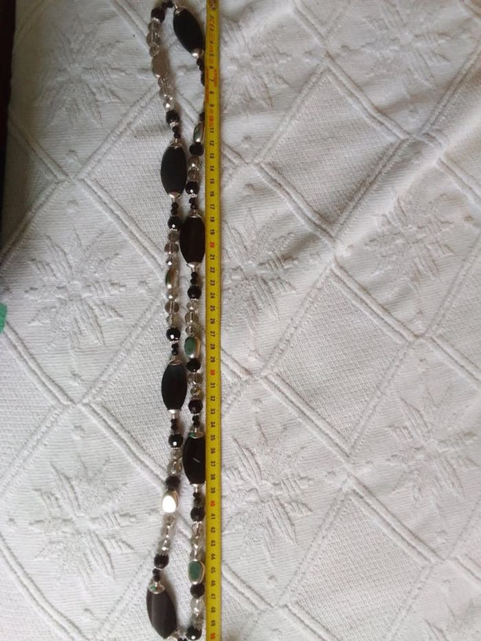 Collier sautoir noir et argenté - photo numéro 2