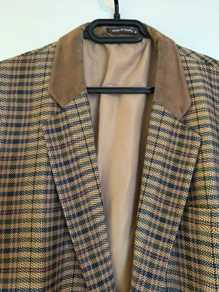 Veste de costume vintage en très bon état taille 50 bleu vert Roger Arloing - photo numéro 2