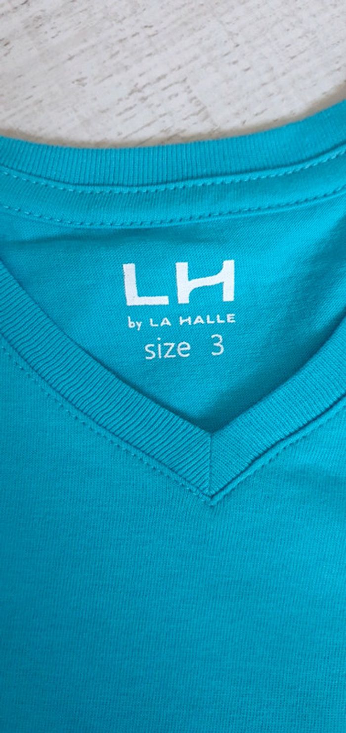 Tee-shirt manches courtes uni bleu la halle 3 ans - photo numéro 2