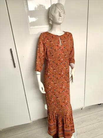 Robe longue orange,imprimé floral