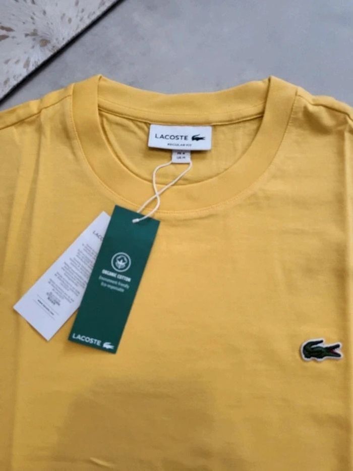 T-Shirt lacoste jaune Manche Courte Oversized Crocodile Print - photo numéro 3