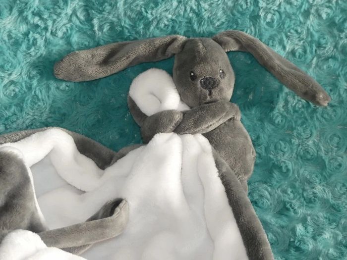 Doudou lapin couverture Nattou blanc gris 🐰tbe - photo numéro 2