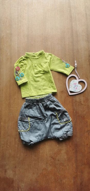 🌼 Ensemble mi-saison fille Orchestra 1 mois 53cm fille bohème broderie pompons