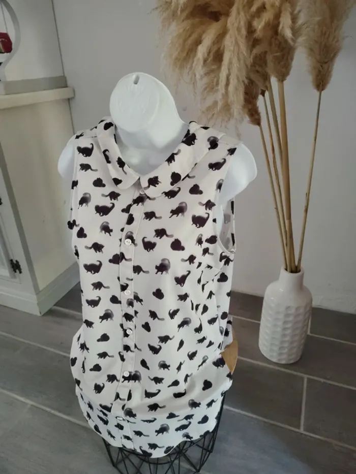 Chemise motif chats 🐱 femme 🎀 40 - photo numéro 2