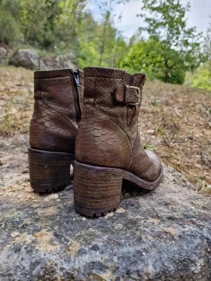 Bottines Free Lance cuir marron T38 - style élégant et confortable - photo numéro 4
