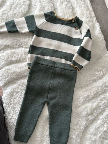 Ensemble bébé maille rayé vert 3 mois