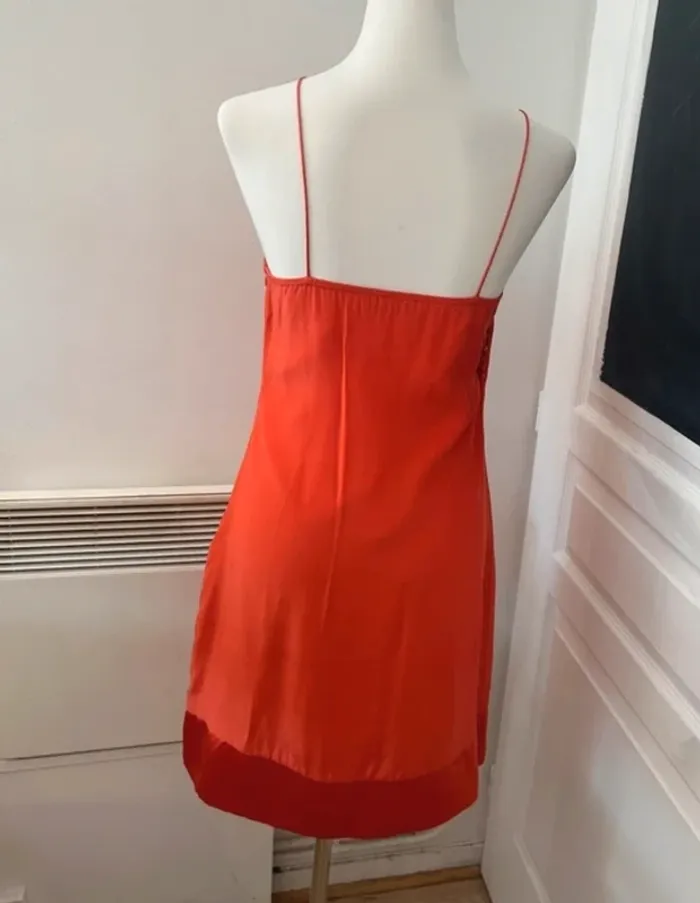 Caroll robe orange en soie, femme, taille 36 - photo numéro 5