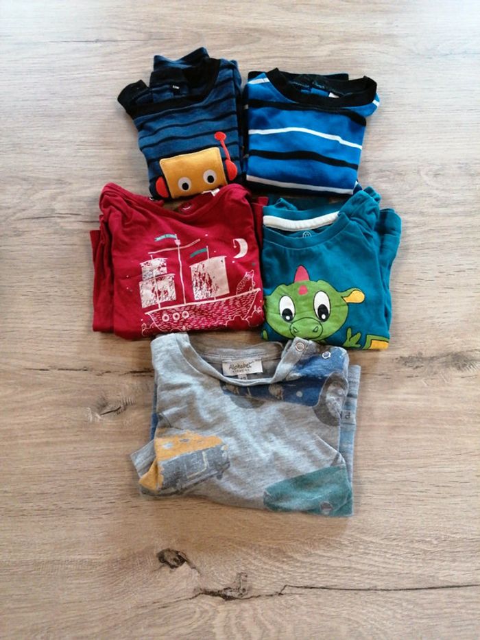 5 tee shirts manches longues 12 mois