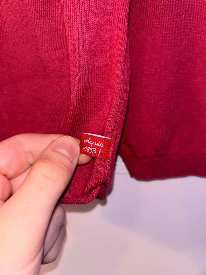 Pull à col rond en soie côtelé rose uni - photo numéro 6