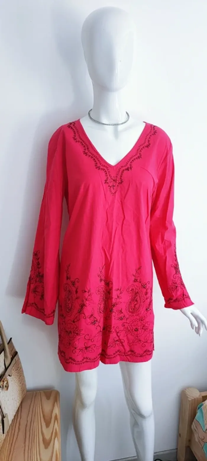 Robe/tunique été, couleur rose fushia - photo numéro 2