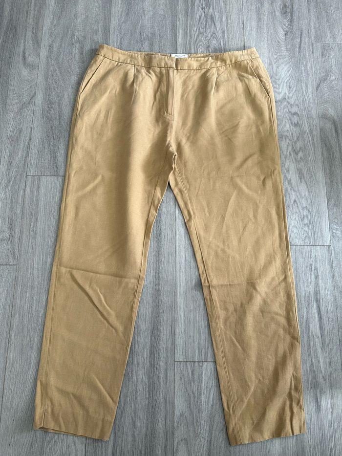 Pantalon chino beige coton et lin Maison 123 T44/46 2XL/3XL