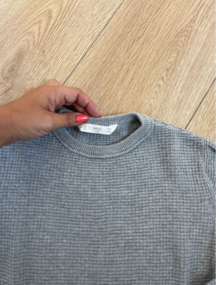 Pull fin gris Mango taille 8 ans - photo numéro 2