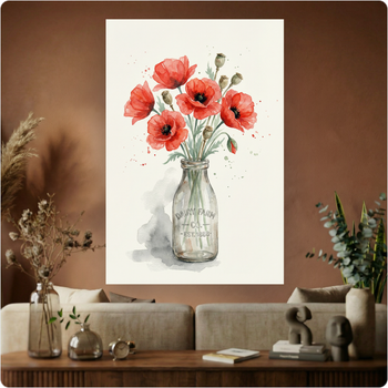 Affiche murale "Coquelicots" aquarelle florale artistique décoration nature A3 Sans cadre