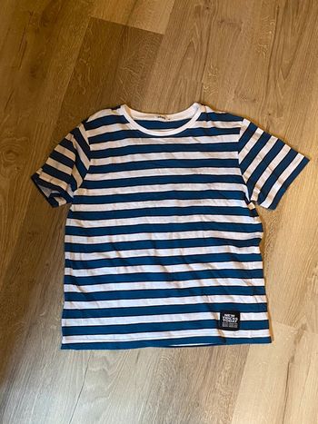 t-shirt rayé bleu et blanc, gémo, taille 14 ans XS