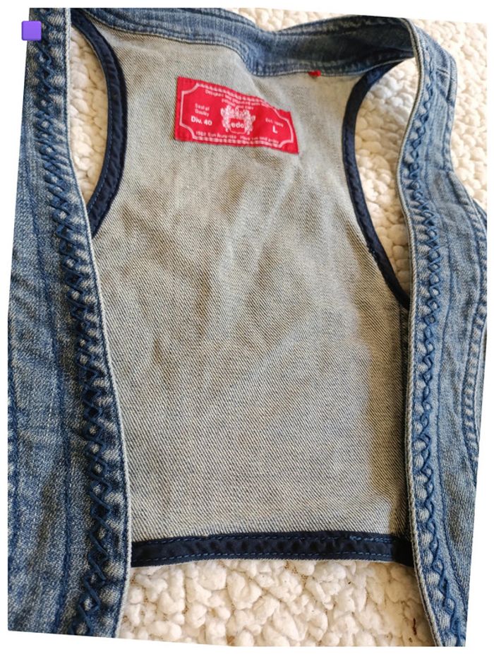 Gilet en jean court denim layering old school vintage rock bohème – edc – Taille L - photo numéro 2