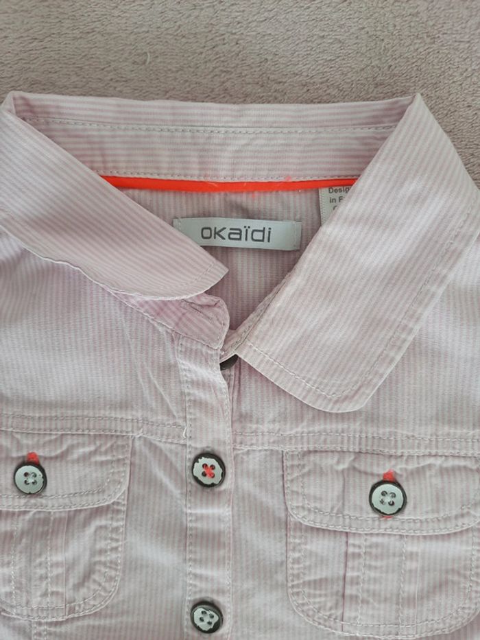 Chemisier Okaïdi 3 ans Rayé blanc et rose clair - photo numéro 3