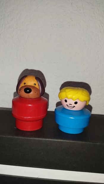 Lot figurine Vintage Fisher Price Little people Chubby play FP figure chien dog