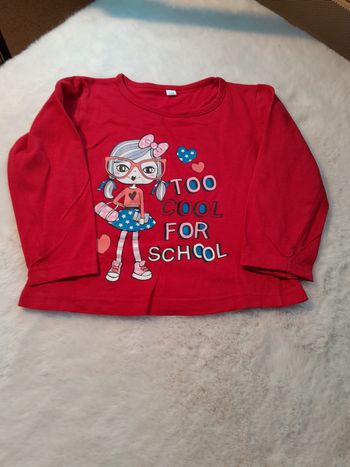 Tee-shirt Fille Rouge "Too Cool For School" (4 Ans