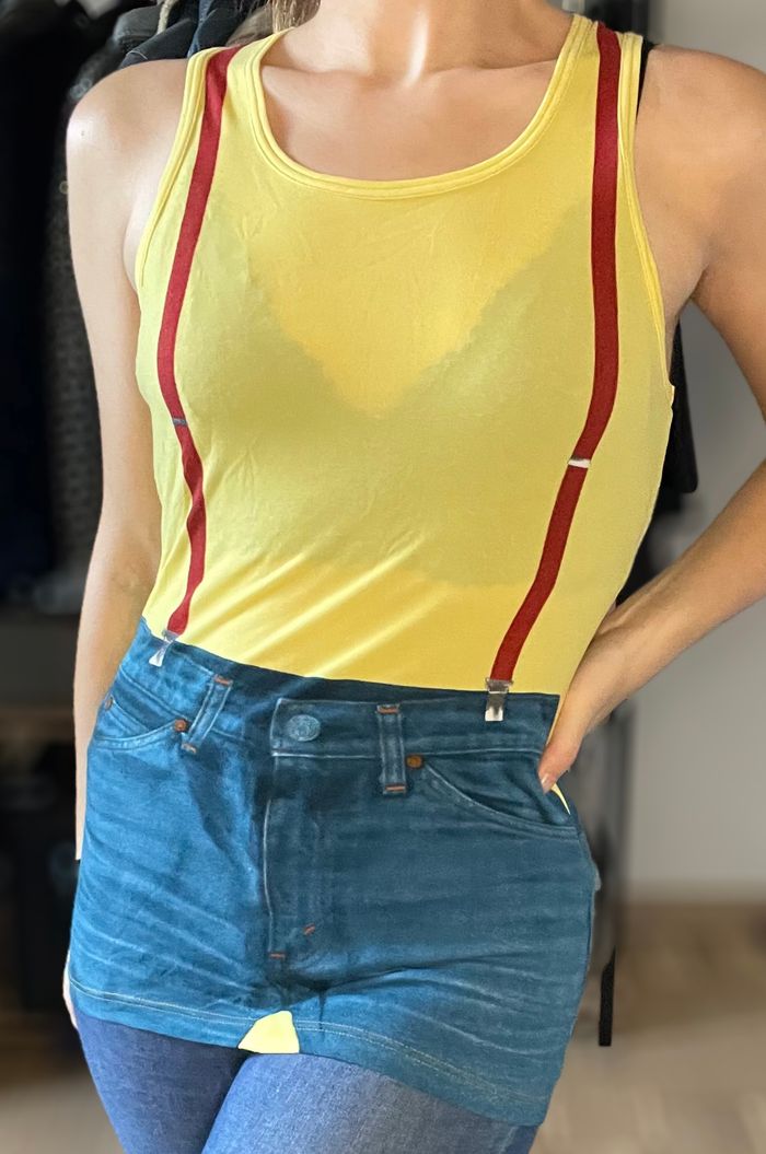 Débardeur Jean Paul Gaultier bleu et jaune taille 38