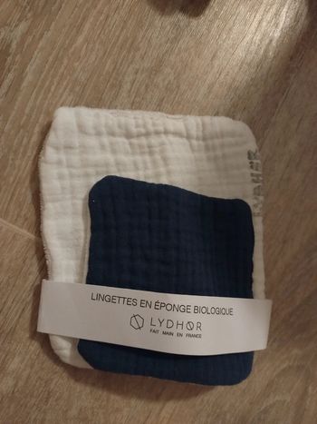 Lot de 2 Lingettes en éponge biologique et gaze de coton certifié Oeko tex