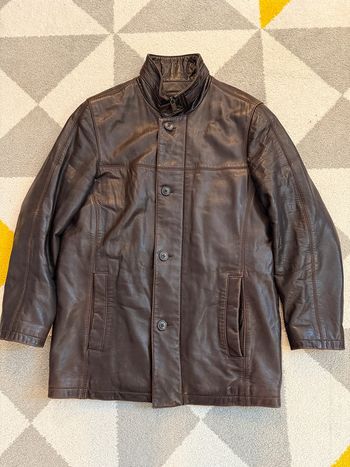 Manteau en cuir vintage marron Armand Thiery Taille S