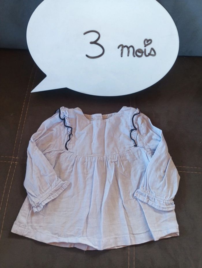 Blouse tunique chemise manches longues Fille 3 mois Kiabi Eco conception coton bio