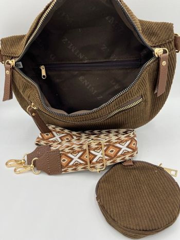 Sac banane bandoulière velours - photo numéro 5