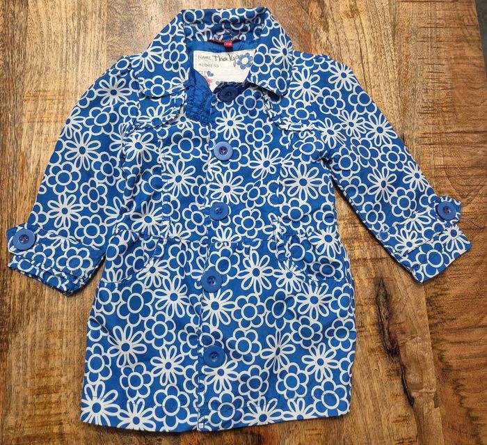 Trench parka 2 3 ans fleuri bleu