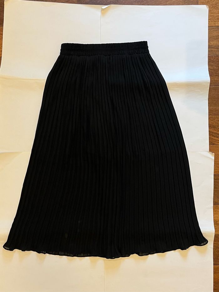 Pantalon plisse noir basique ample wide leg taille S/36