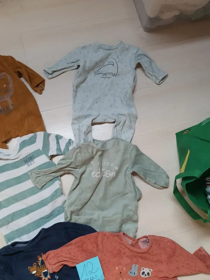 Lot de 7 pyjamas velours 12 mois - photo numéro 3