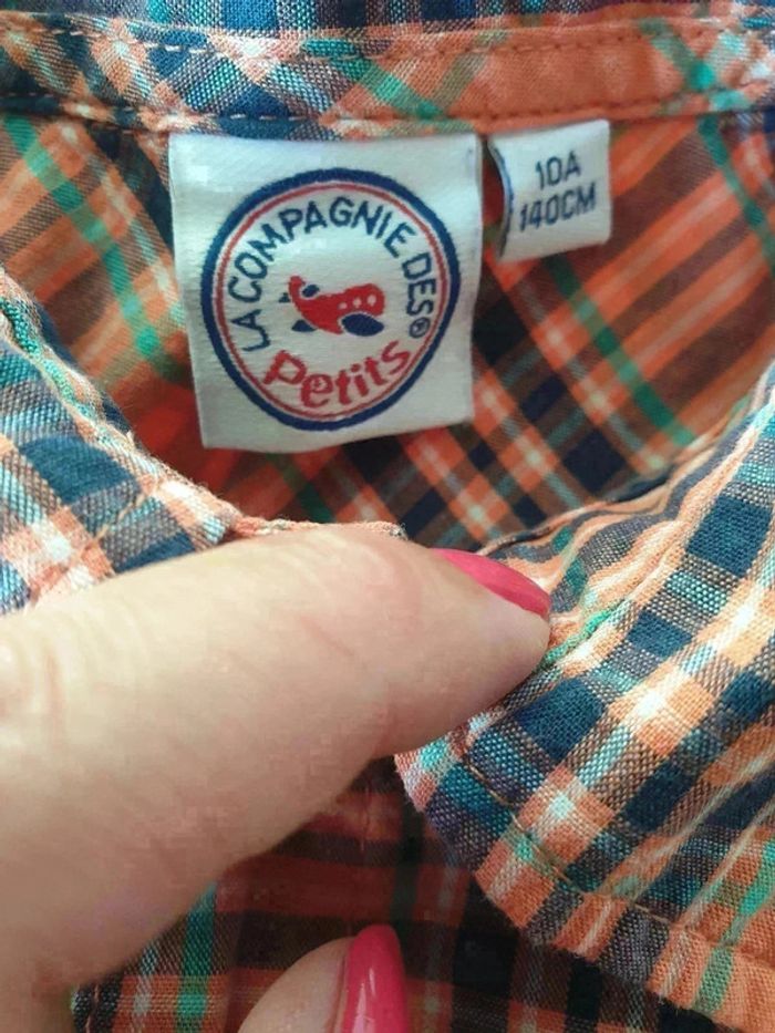 Chemise à carreaux orange 10 ans La compagnie des petits - photo numéro 2