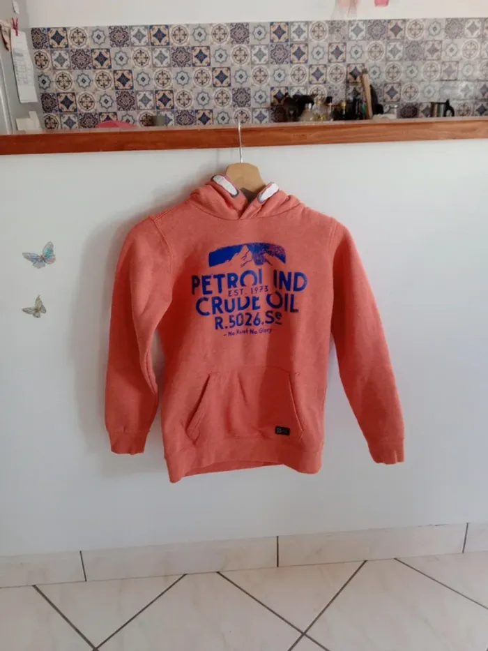 Sweat à capuche garçon 12 14 corail c87