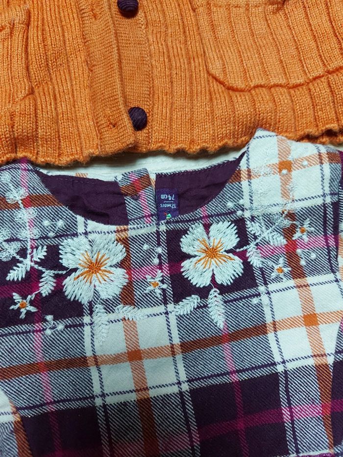 Ensemble robe écossaise + gilet assorti + collants - photo numéro 3