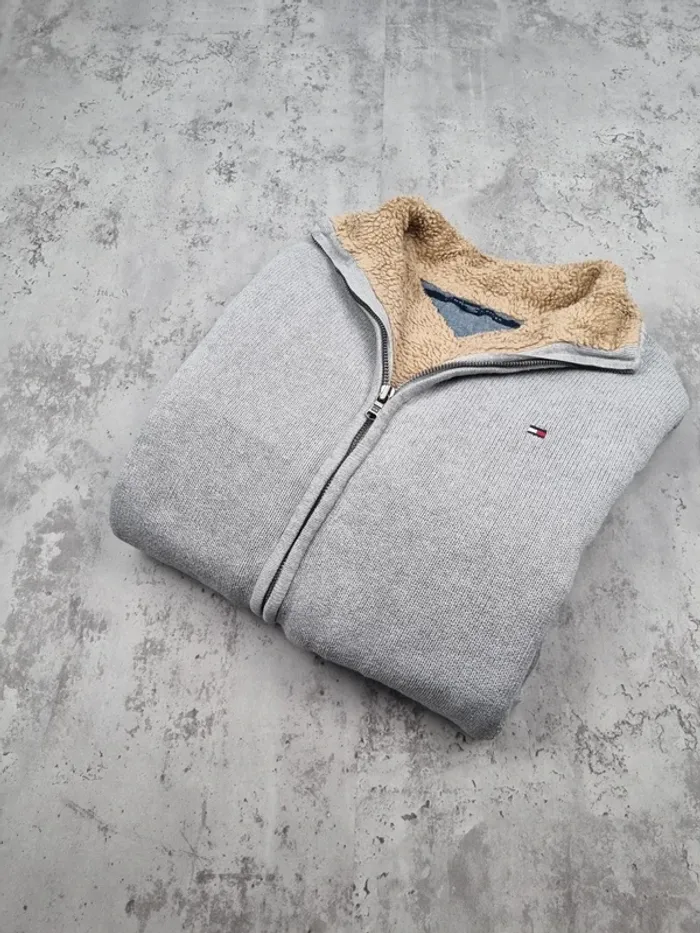 Gilet zippé fourré Tommy Hilfiger gris clair M Hommes