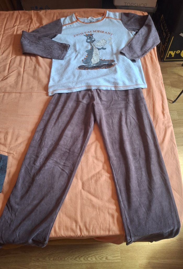 Pyjama marron et crème 12 ans - photo numéro 2