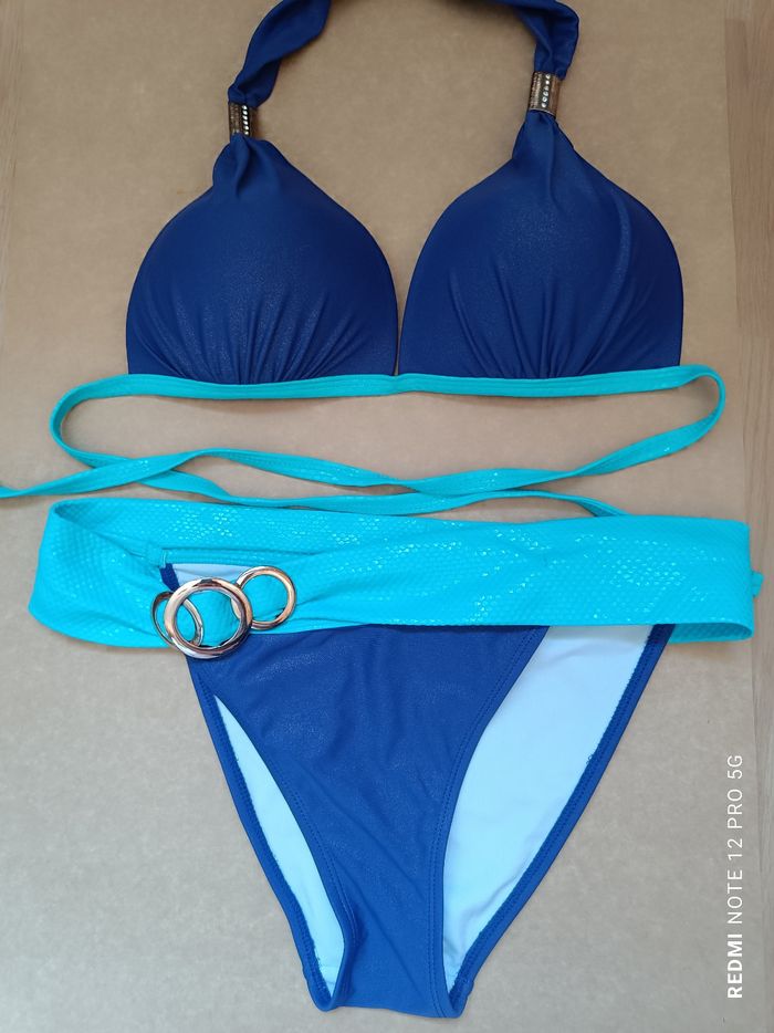 Maillot de bain bleu turquoise Rouge gorge T.L(40-42) - photo numéro 3