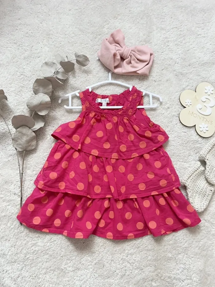 Robe rose à petits pois 3 mois - photo numéro 3